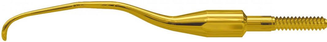 Einschraubbare goldene Küretten-Spitze für präzise Parodontalbehandlungen.