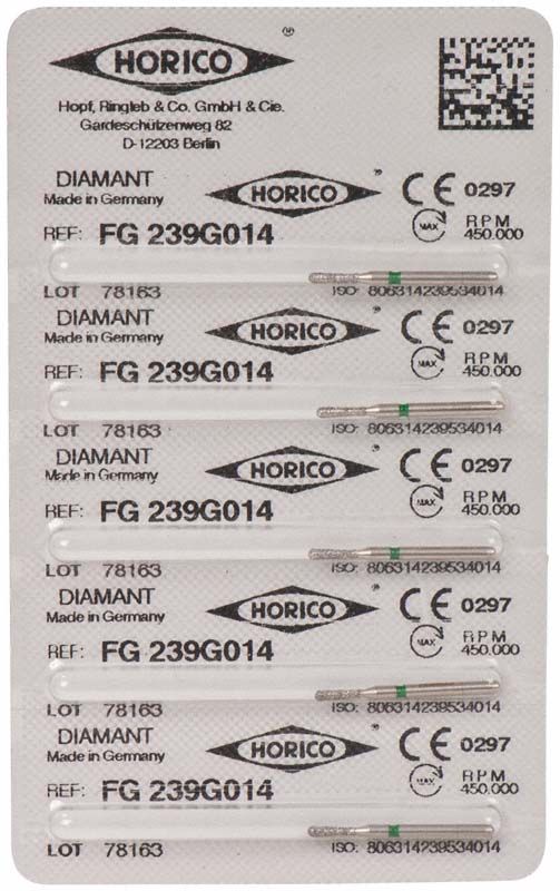 Verpackung der Diamantschleifer FG 239G 014 von Horico.