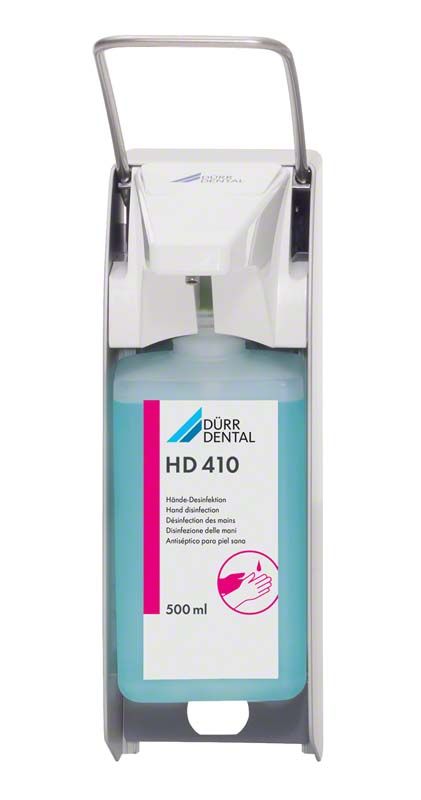 Universal-Präparatespender L 400 mit langem Hebel und Desinfektionsmittel.