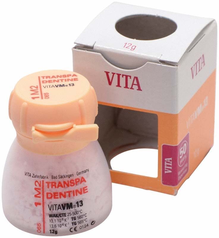 Transparenter Dentin-Pulverbehälter 12g, VM13 1M2 mit Verpackung.