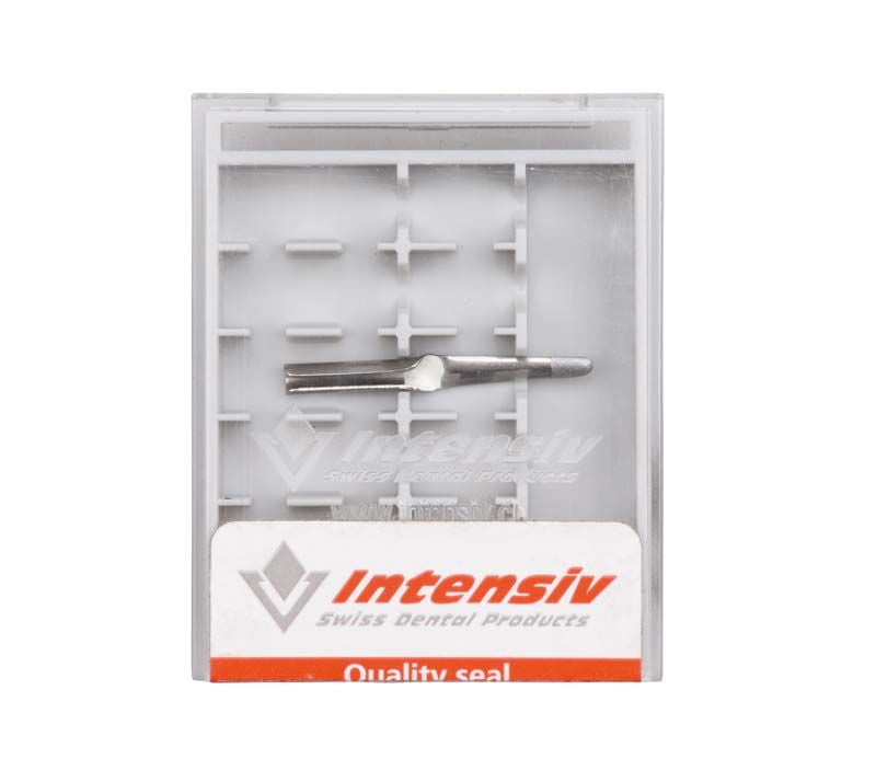 Bevelshape Feile, einseitig diamantiert, in Verpackung für zahnmedizinische Anwendungen.