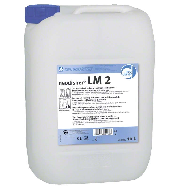 Neodisher® LM 2 Kanister, 10 Liter, mit blauem Schraubverschluss.