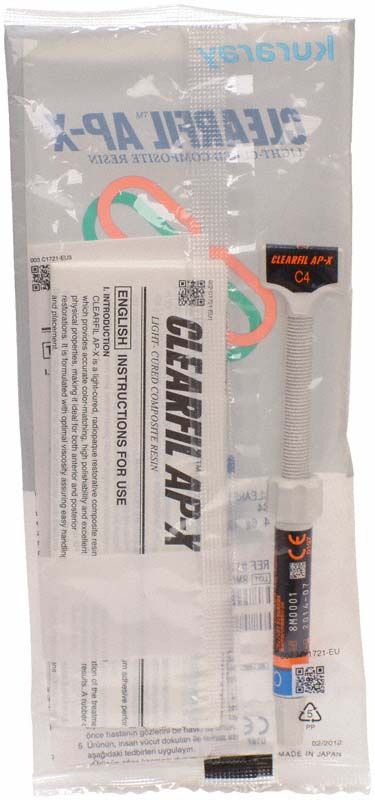 Clearfil AP-X Spritze C4 in Originalverpackung mit Anleitung.