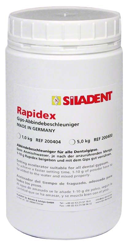 RAPIDEX Gips-Abbindebeschleuniger 1 kg Dose für Dentalgipse.