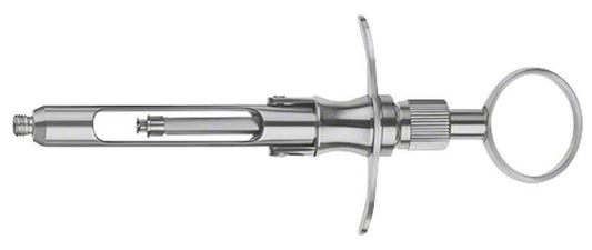 Image of Zylinderampullenspritze Messing / verchromt
