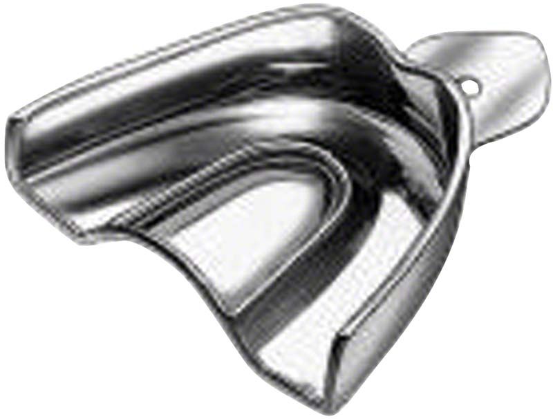 Ungelochter Abdrucklöffel ERGOLOCK für Oberkiefer aus rostfreiem Edelstahl.