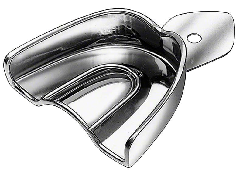 Hochwertiger Abdrucklöffel aus Edelstahl für Oberkiefer ohne Löcher.