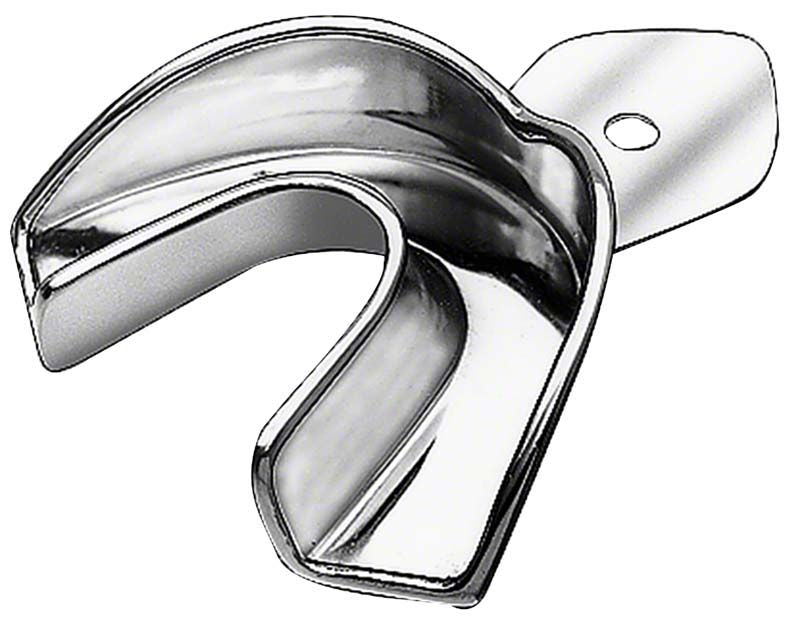 Ungelochter Abdrucklöffel ERGOLOCK für Unterkiefer aus rostfreiem Edelstahl.