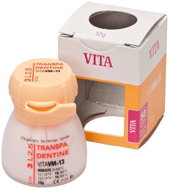 VM13 3D Transpa Dentin 12g 3L2.5 mit Verpackung.