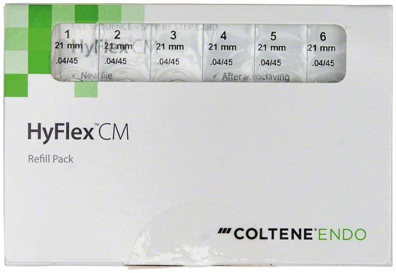 HyFlex™ CM NiTi-Feilen 21mm Gr. 04/45 in weißer Verpackung.