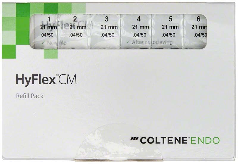 Verpackung der HyFlex™ CM NiTi-Feilen 21mm Gr. 04/50 von COLTENE/ENDO.