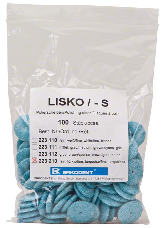 Lisko-S Vorpolierer, blaue Scheiben in transparenter Verpackung, 100 Stück.