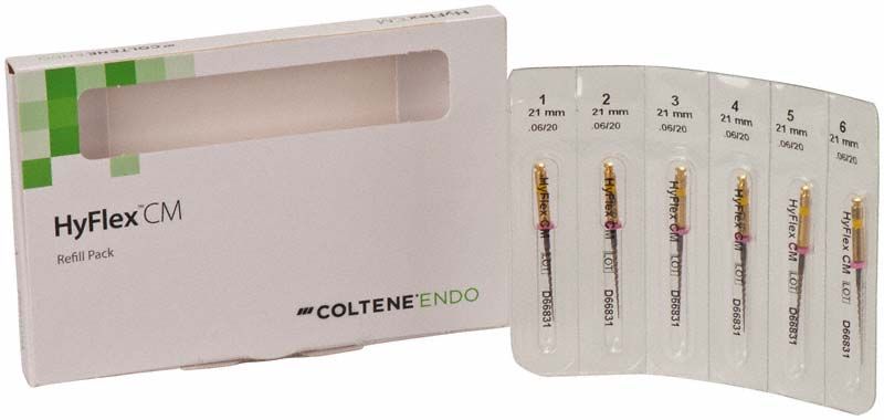 HyFlex™ CM NiTi-Feilen 21mm in Originalverpackung mit fünf einzeln verpackten Feilen.