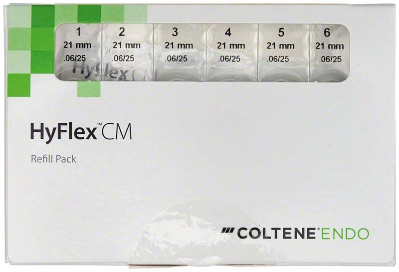HyFlex™ CM NiTi-Feilen 21mm Gr. 06/25 in weißer Verpackung.