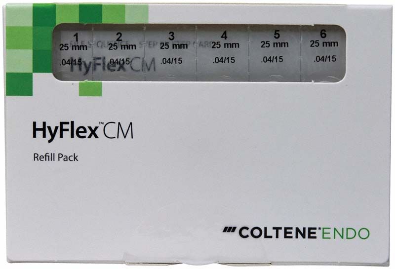 Verpackung der HyFlex™ CM NiTi-Feilen, 25mm, Gr. 04/15 von COLTENE ENDO.