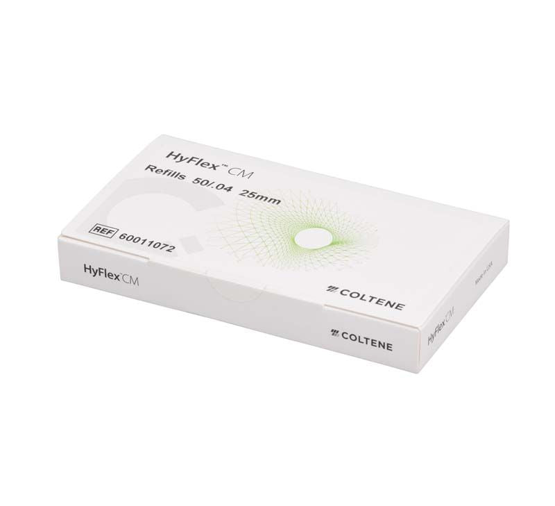Weiße Verpackung der HyFlex™ CM NiTi-Feilen, Größe 04/50, 25mm.