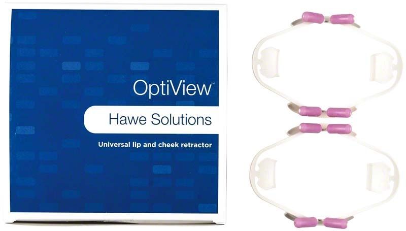 OptiView Lippen- und Wangenhalter mit Verpackung von Hawe Solutions.