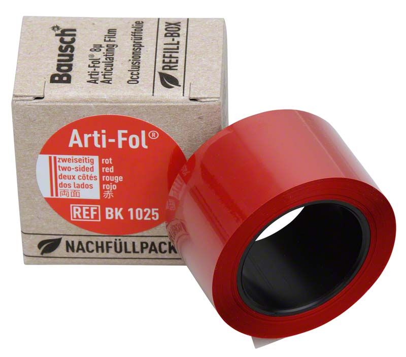 Arti-Fol® Plastik 8µ, rot, Nachfüllbox mit Okklusionsprüffolie.