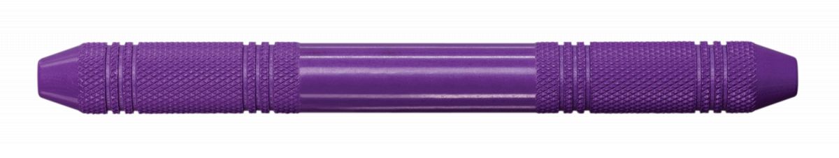 Ergonomisch geformter, lila Handgriff aus Edelstahl für Dentalinstrumente.