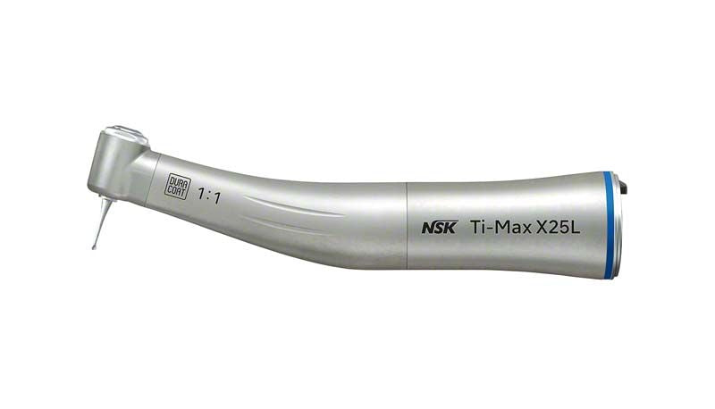 Ti-Max X Winkelstück Typ X25L blau mit Licht, Seitenansicht.