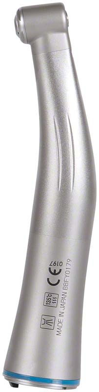 Ti-Max X Winkelstück Typ X25L blau mit Licht, Rückansicht mit CE-Kennzeichnung.