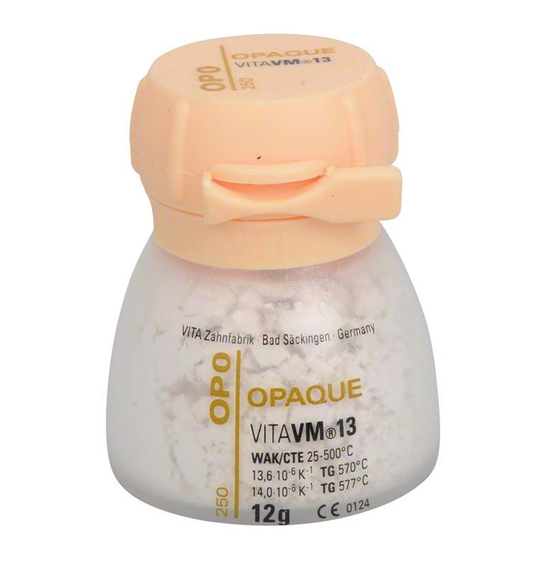 VITA VM13 Opaque 12g mit Verschlusskappe und Beschriftungen.