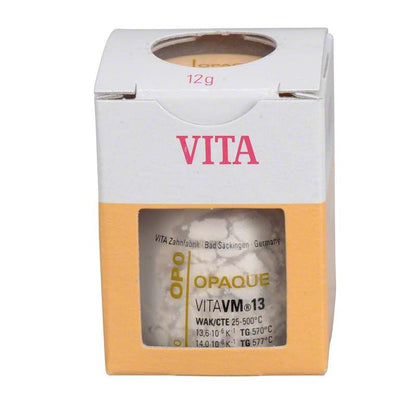 VITA VM13 Opaque 12g in geöffneter Verpackung mit sichtbarem Glasbehälter.