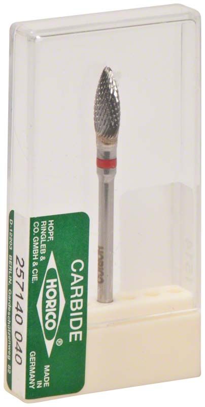 Hartmetallfräser mit konischer Spitze in transparenter Verpackung.