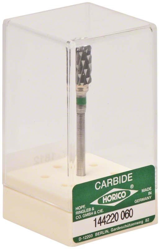 Hartmetallfräser Kreuzverzahnung in transparenter Verpackung von Horico.