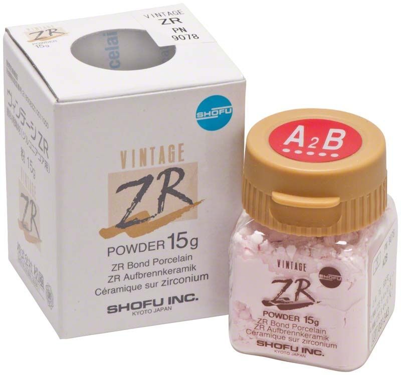 VINTAGE ZR Dentin A2B 15g Keramikpulver mit Verpackung.
