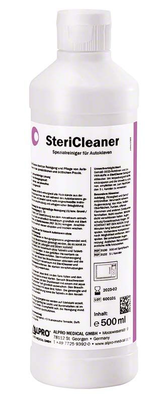 SteriCleaner 500ml Flasche mit Etikett und Produktinformationen.