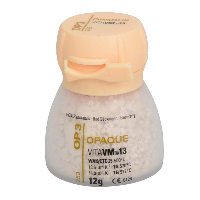 VITA VM® 13 Opaque-Keramikpulver, 12g Dose, mit OP3-Aufdruck.