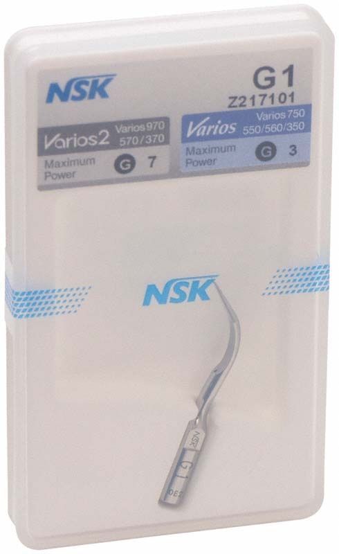 Varios Ultraschallscaler-Aufsatz G1 in transparenter Verpackung.