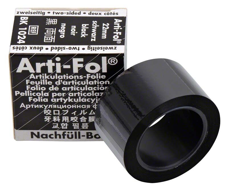Arti-Fol® Artikulationsfolie Nachfüllbox, schwarz, 22mm breit, mit Verpackung.