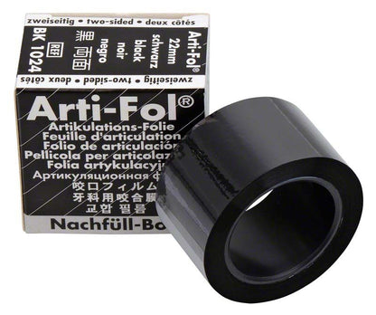 Arti-Fol® Artikulationsfolie Nachfüllbox, schwarz, 22mm breit, mit Verpackung.
