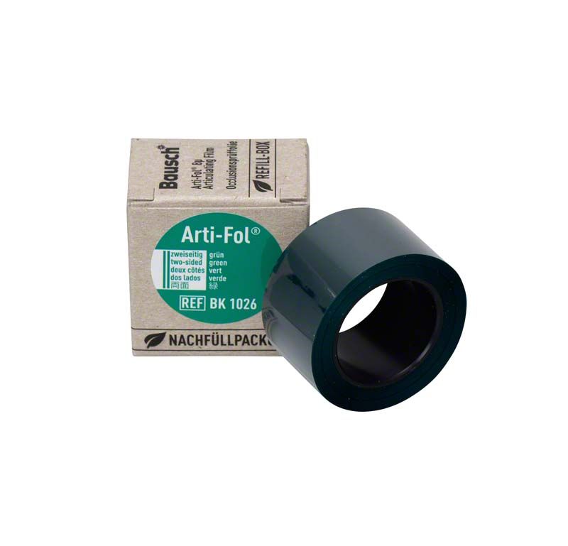 Arti-Fol® Plastik 8µ grün, Nachfüllbox mit Okklusionsprüffolie.
