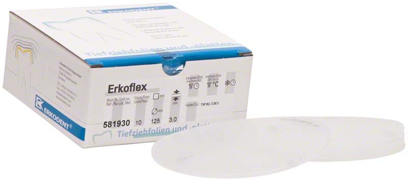Erkoflex 10 St. Ø 125 x 3,0mm Verpackung mit zwei sichtbaren Folien.