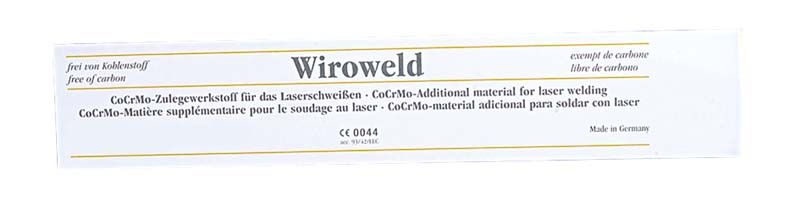 Wiroweld Co-Cr-Laserdraht Ø 0,35mm Verpackung für dentaltechnische Anwendungen.