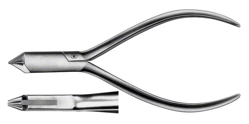 Aderer Zange mit schwarzem Plastiküberzug für kieferorthopädische Anwendungen.