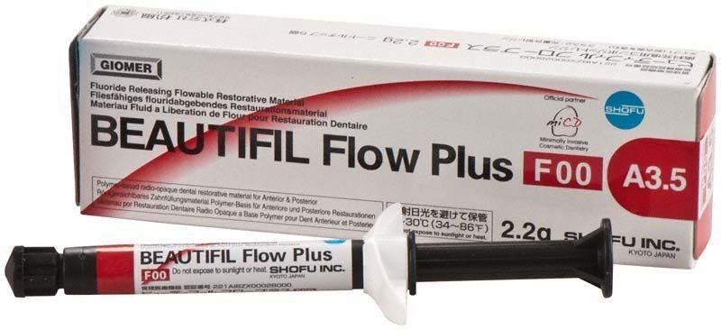 BEAUTIFIL Flow Plus F00 A3,5 Spritze vor Verpackung.