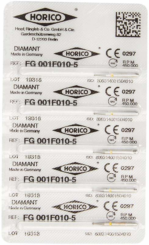 Verpackung von Horico Diamant FG 001F 010 Dentalinstrumenten.