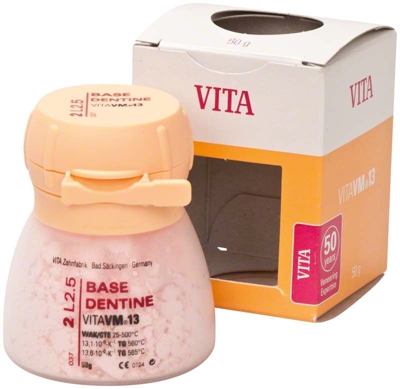 VM13 3D Base Dentin 50g 2L2.5 Verpackung mit geöffneter Box.