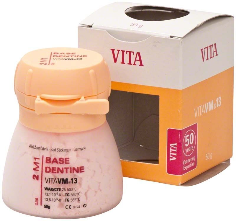 VM13 3D Base Dentin 50g 2M1 Verpackung mit Glasflasche.