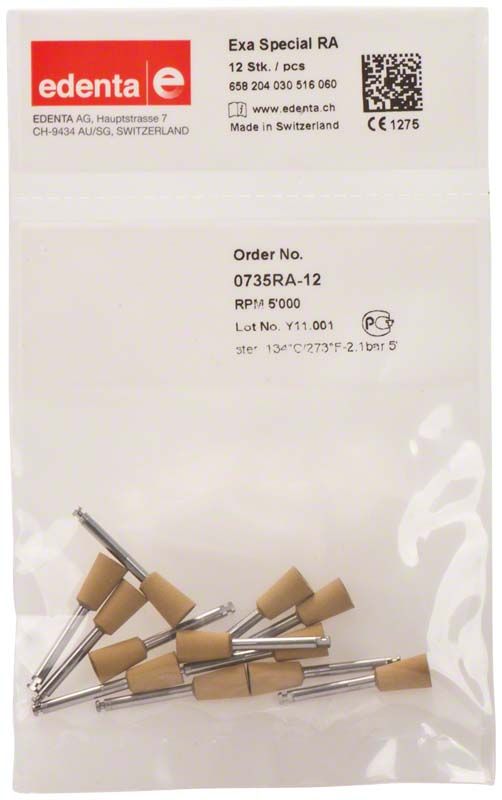 Exa Special Polierer Kelch groß in Originalverpackung mit beige Polieraufsätzen.