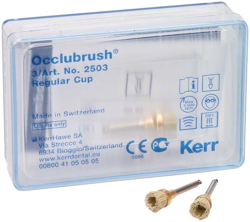 Occlubrush® Kelch Polierbürste, 3er Set in durchsichtiger Verpackung.