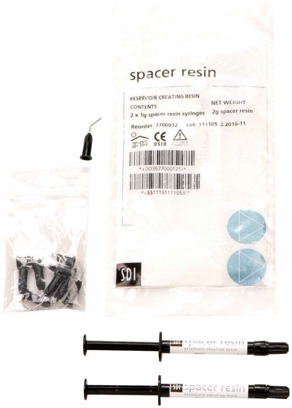 polaoffice Reservoir Resin 2x1 g mit Zubehör, inklusive Spritzen und Kappen.