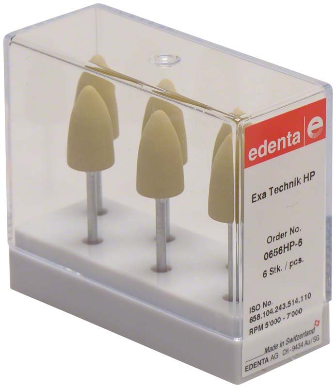 Hochleistungs-Polierer Exa Technique gelb 6er Flamme in Verpackung.