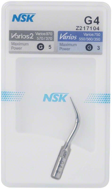 Varios Ultraschallscaler-Aufsatz G4 in Originalverpackung mit NSK-Logo.