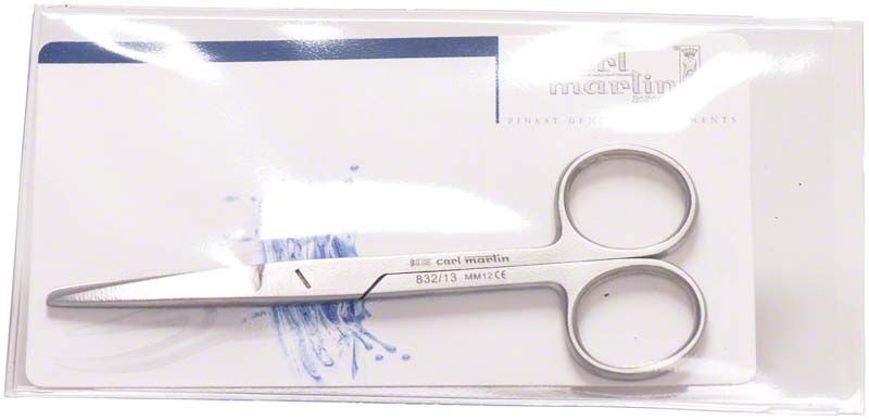 Chirurgische Schere COOPER aus Edelstahl, 13 cm, in Verpackung.