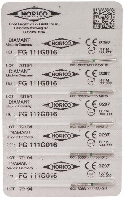 Verpackung von Diamantschleifer Diamant FG 111G 016 für Zahnmedizin.
